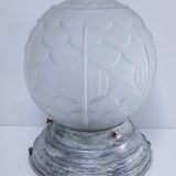 Art deco ball lamp in pressed molded glass