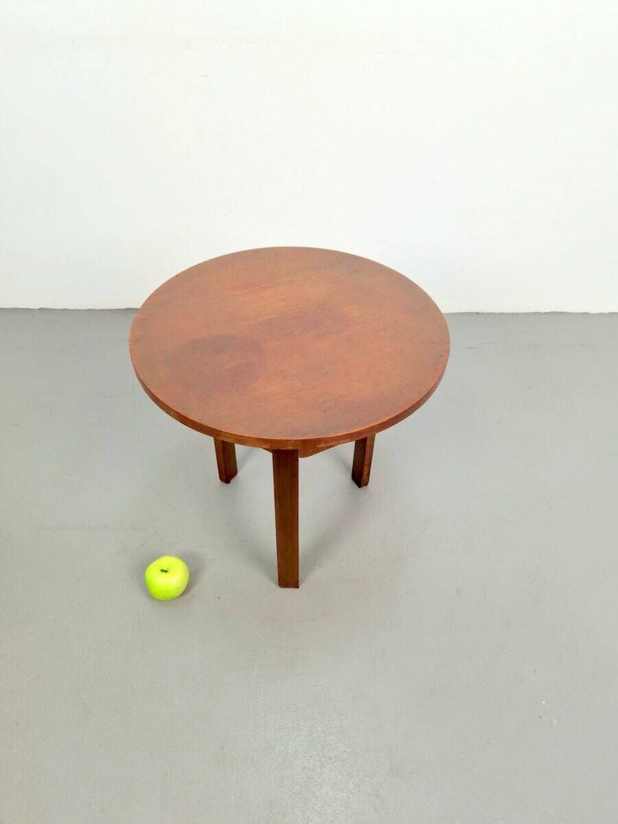 Dutch Art Deco Modernist Round Oak Side Table, 1930s