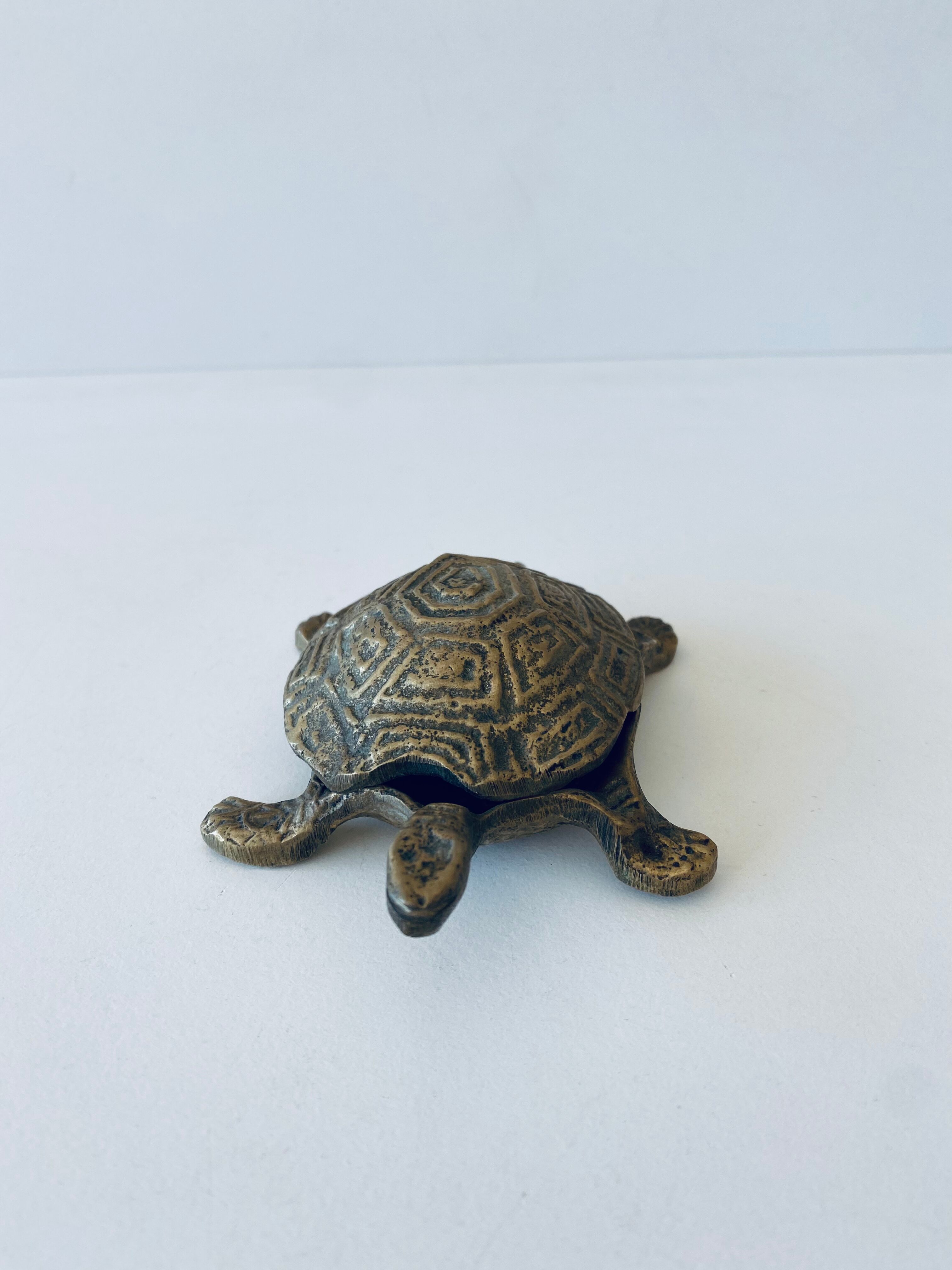 Brass turtle ashtray
