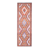 Tapis couloir vintage turc Oushak fait main en laine et coton marron 101x314 cm des années 1970