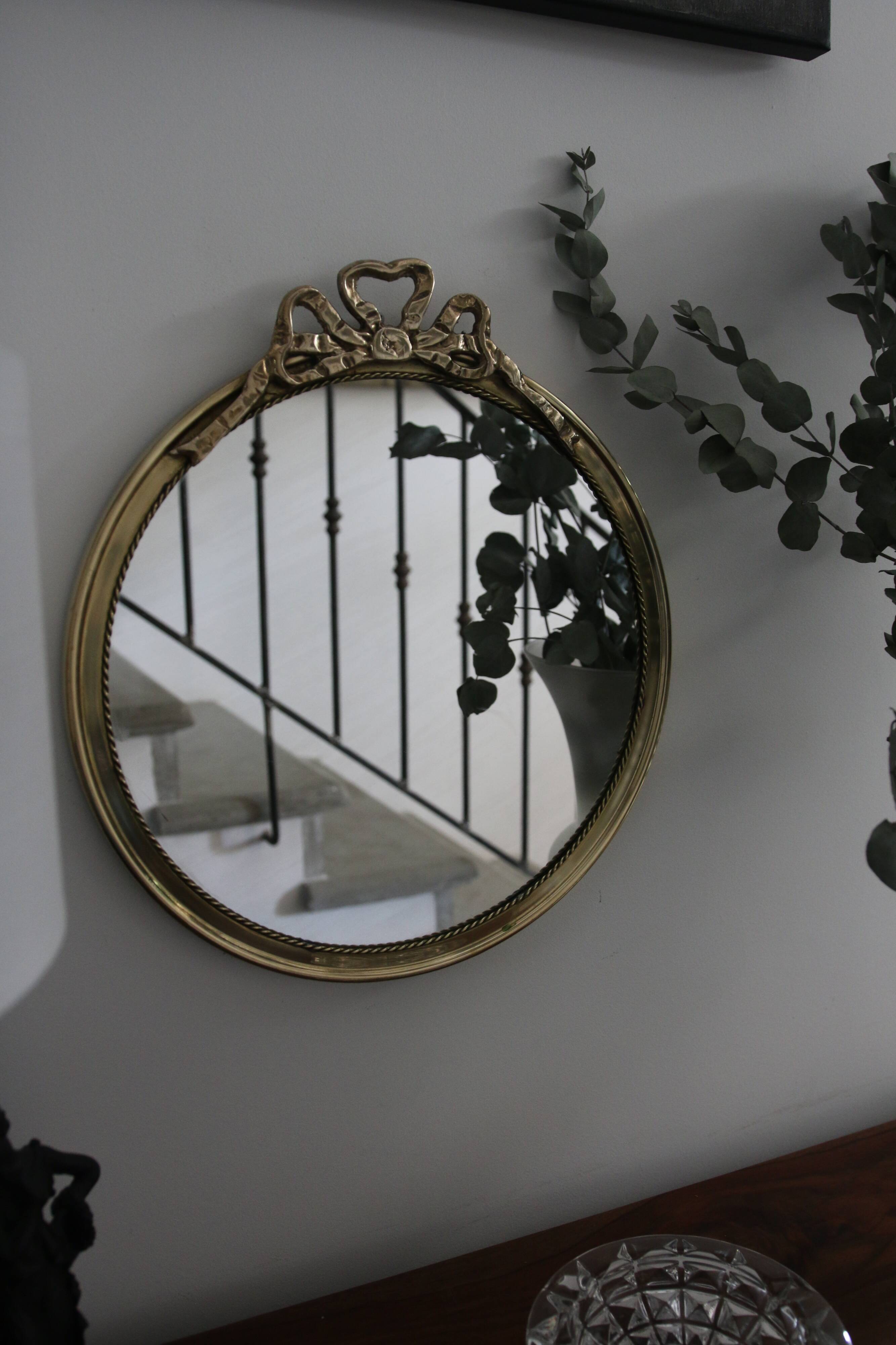 Vintage English brass mirror mid-20th century