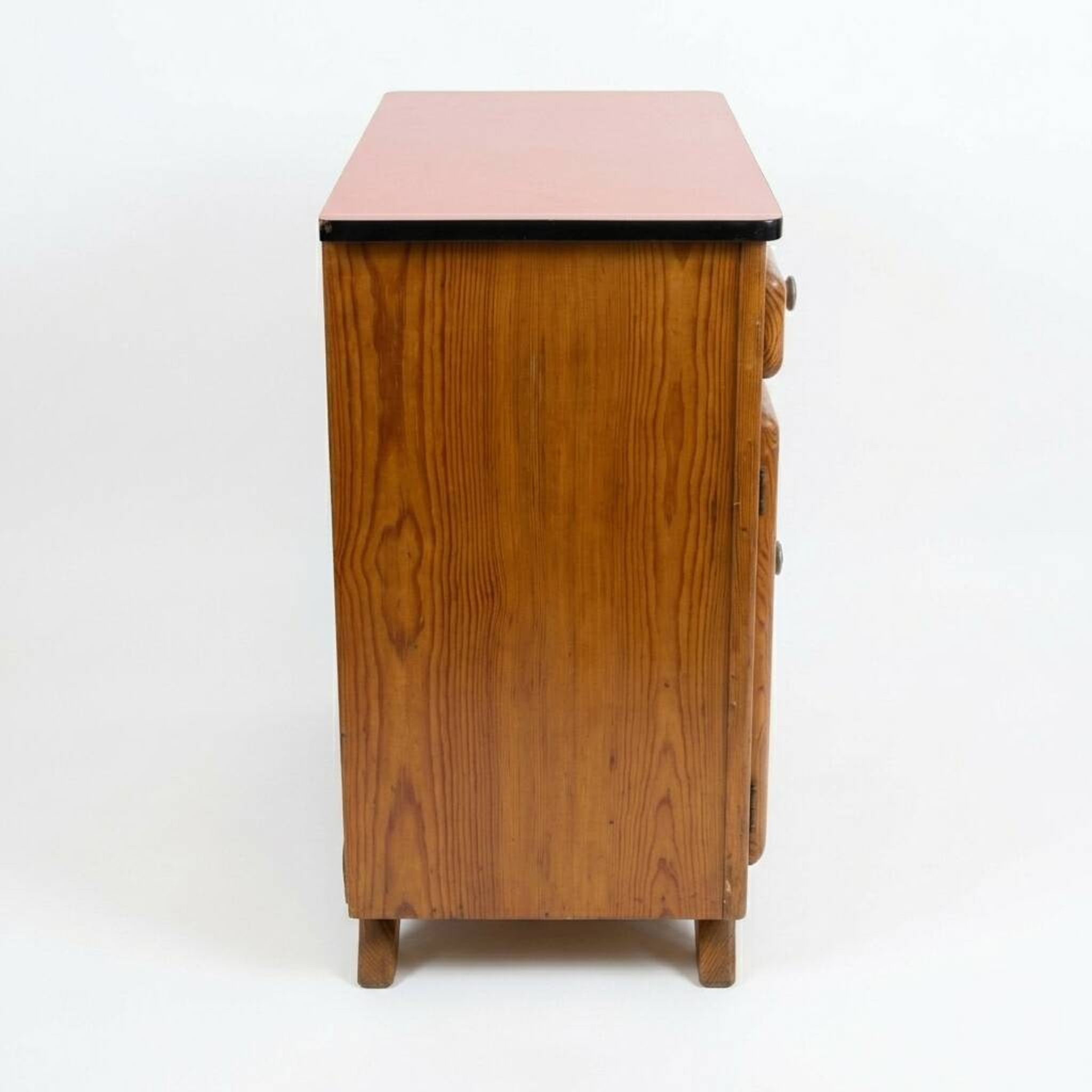 Vintage Mado commode in terracotta and light oak, 1960s.