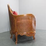 Antique Carved Sofa with Cane Sides , Czechoslovakia