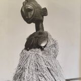 Vintage ethnographic photograph, large framed Baga mask, 44 x 44 cm.