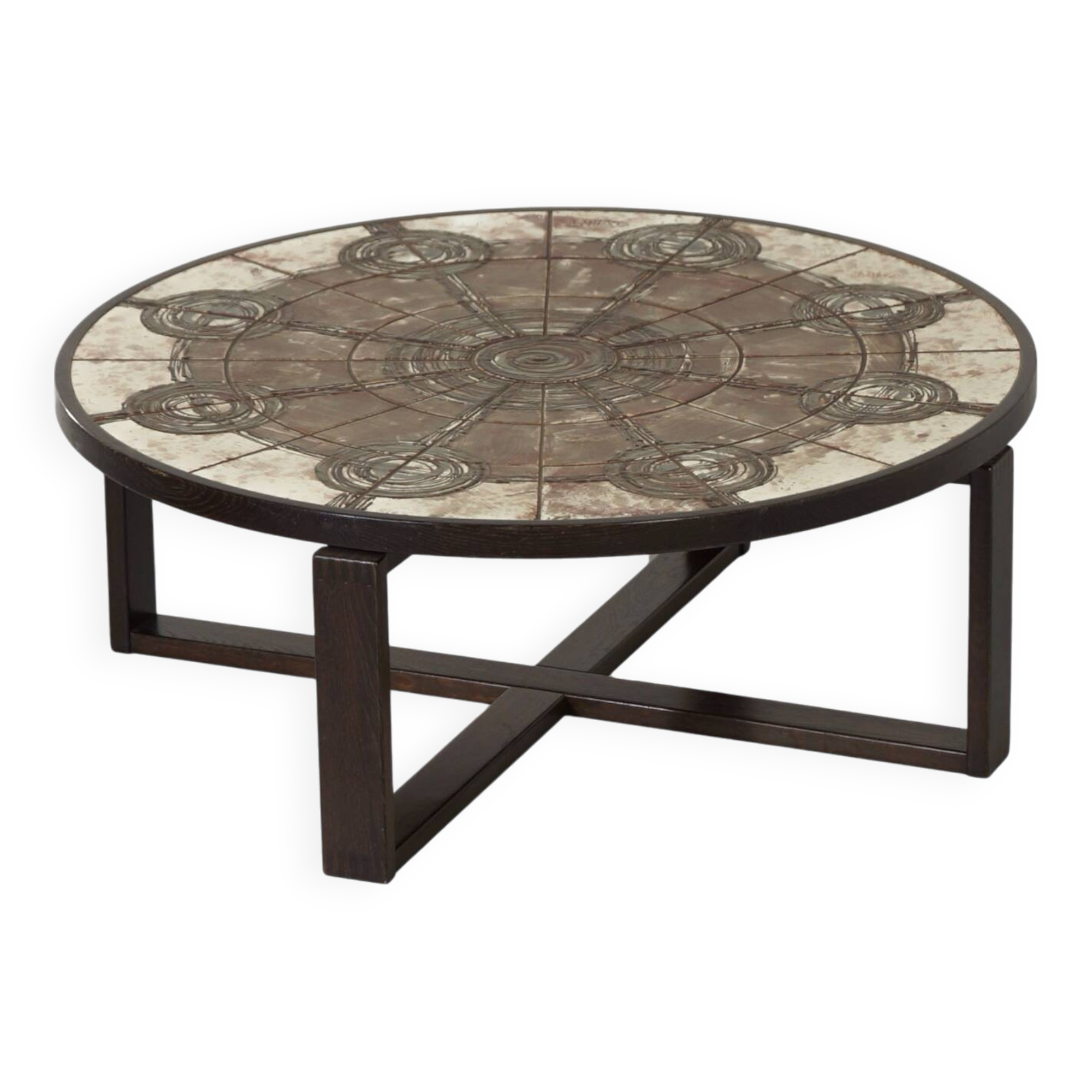 Brutalist coffee table by ox art for trioh, 1970s | danish, handmade