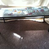 Signed ceramic table metal base
