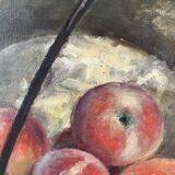 Authentic still life with peaches signed Gaston Hamanovick 1920