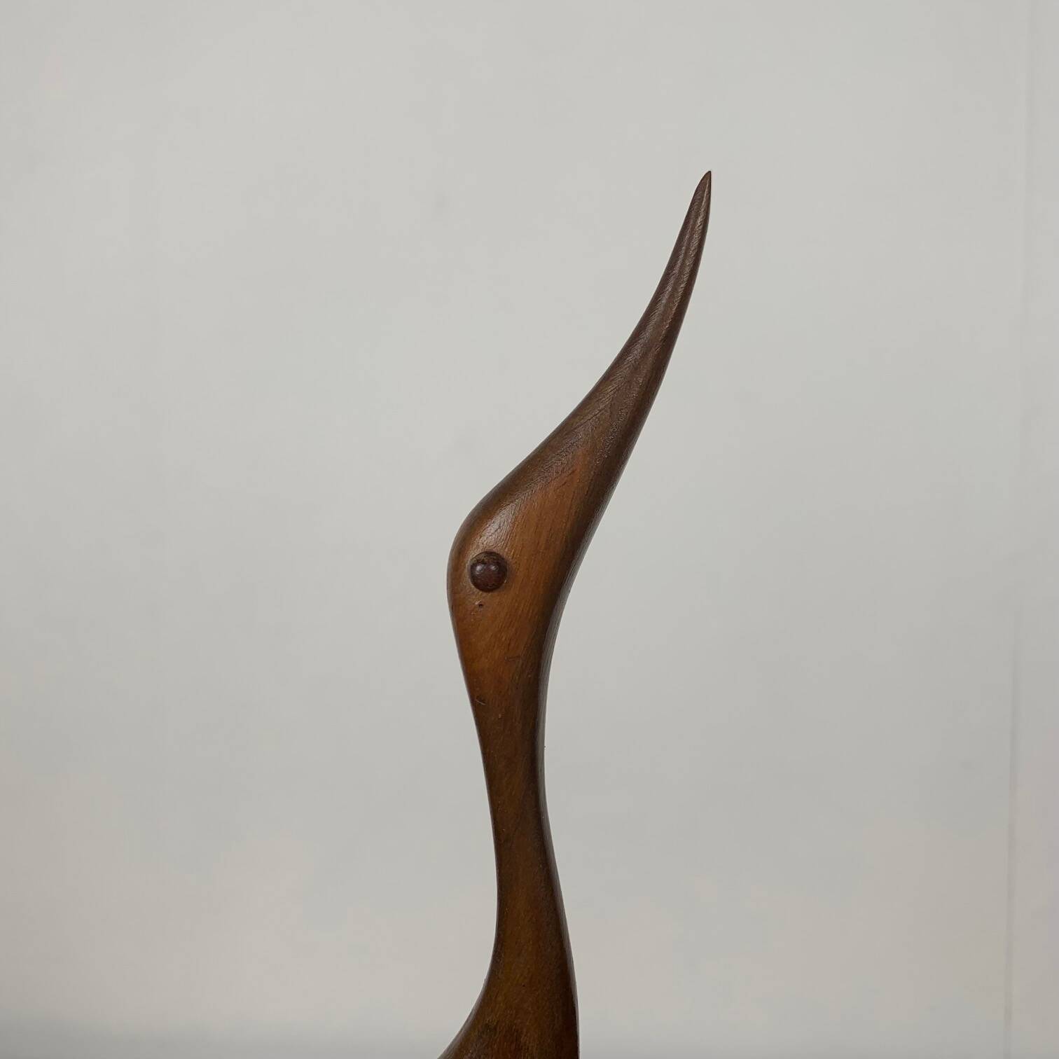 Teak Heron Statuette, Midcentury Modern