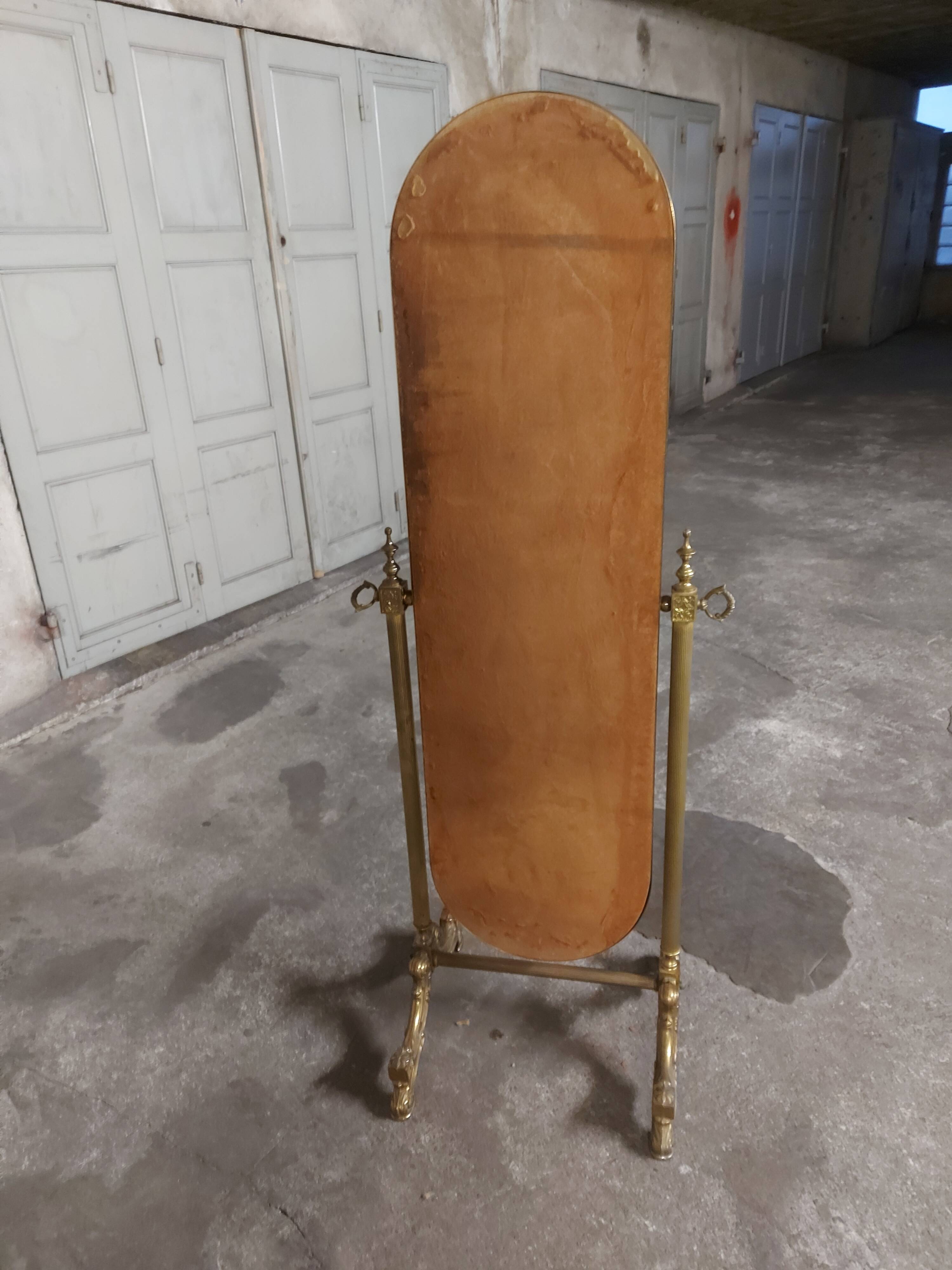 Psyche mirror in vintage gilded bronze