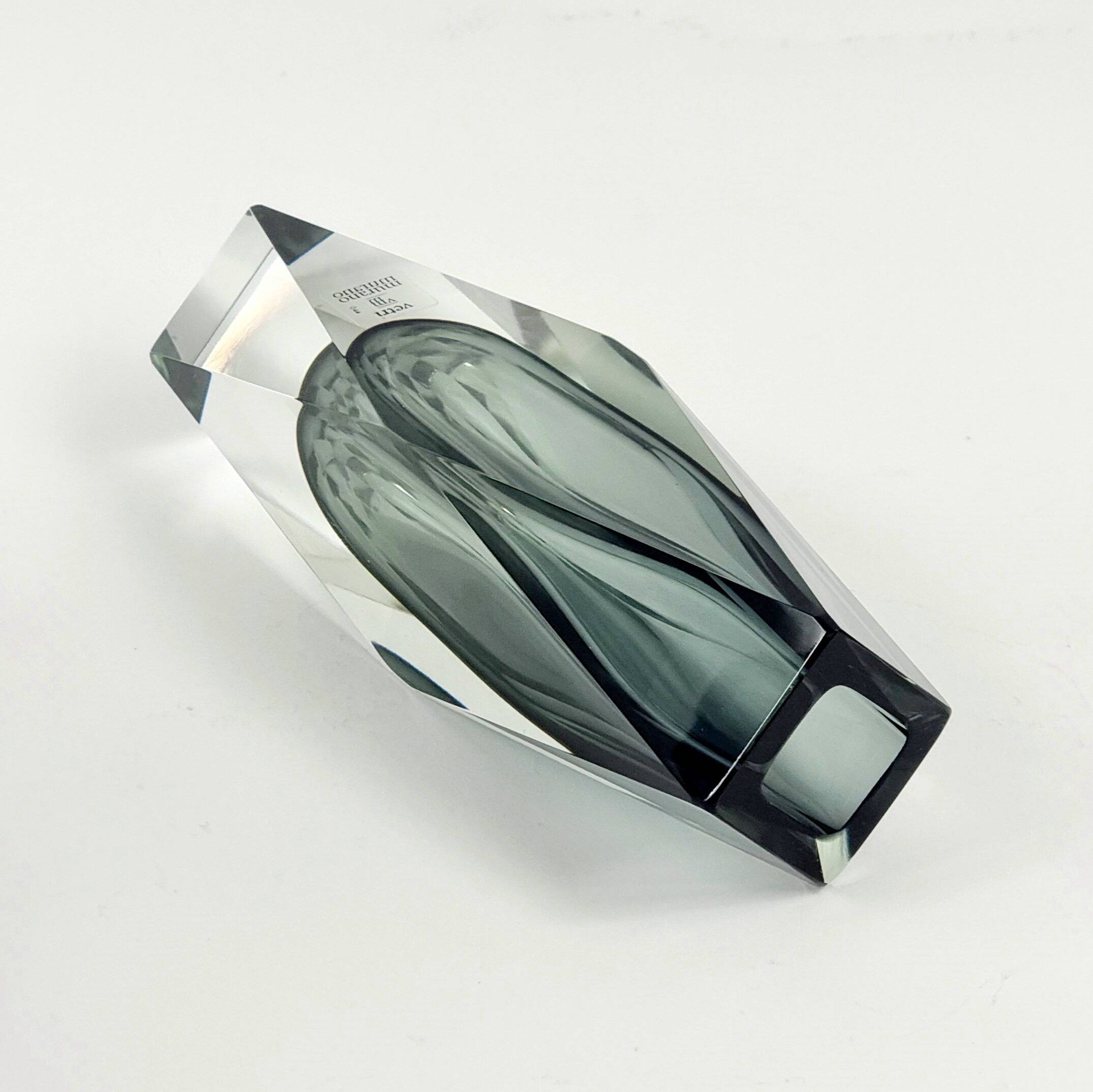 Labelled Sommerso Murano Glass Vase by F. Poli for A. Mandruzzato, Italy