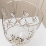 Transparent crystal glass XL Saint Louis wine glass with a faceted stem, France, 1930s