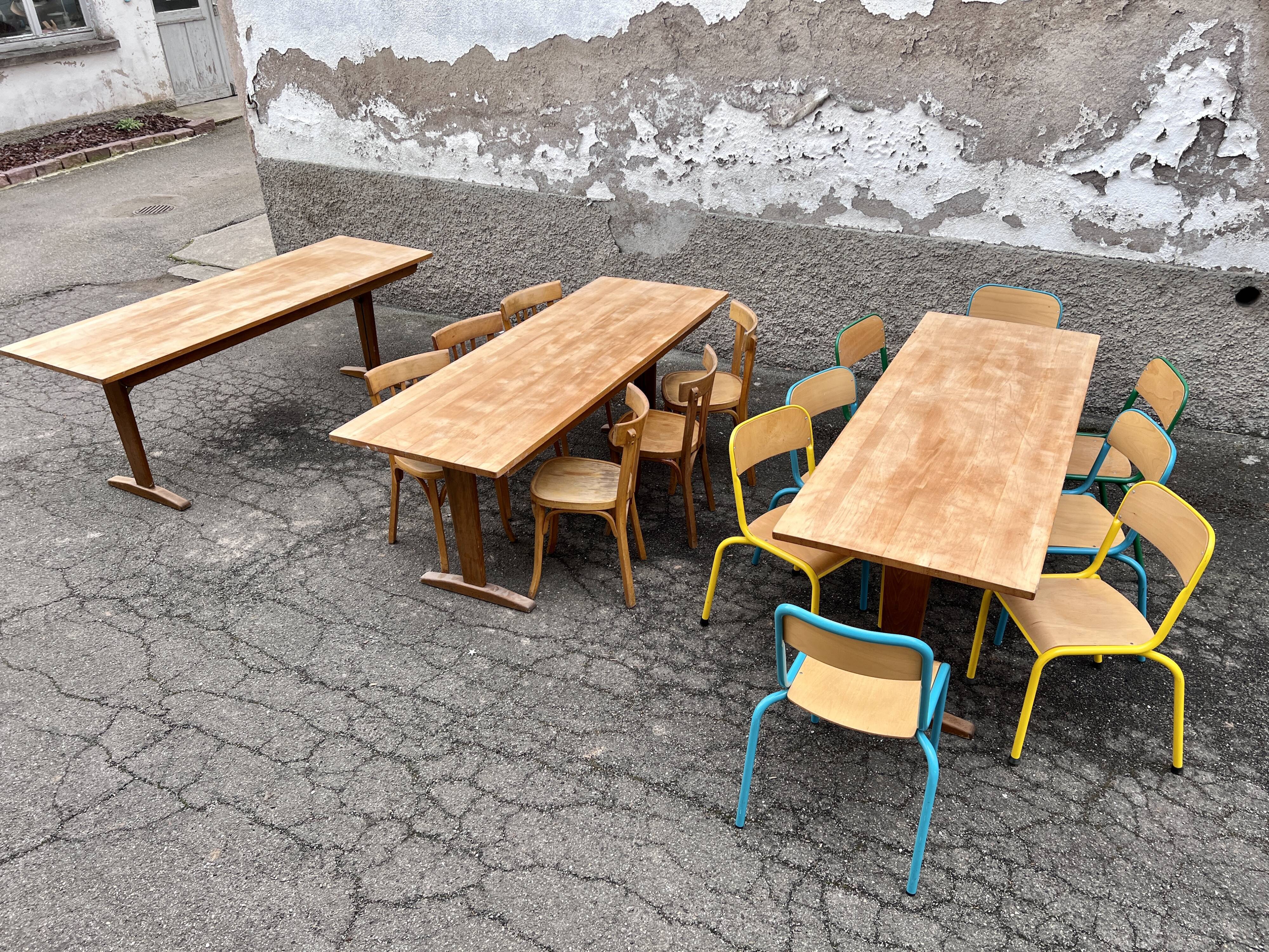 Trio de table bistrot vintage pliante 1950
