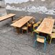 Trio de table bistrot vintage pliante 1950