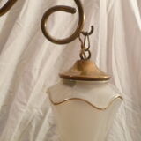 WALL LAMP / LANTERN IN GLASS & VINTAGE BRASS
