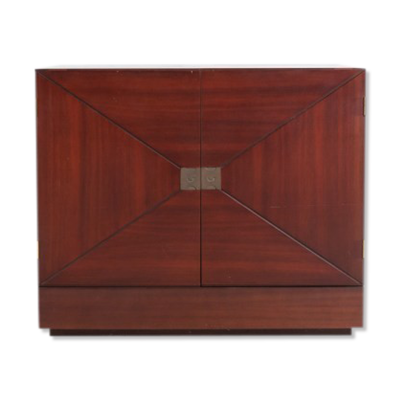 Vintage bar cabinet with brass markings