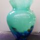 Ancien vase cristallerie la rochere multicouche vert & bleu vintage