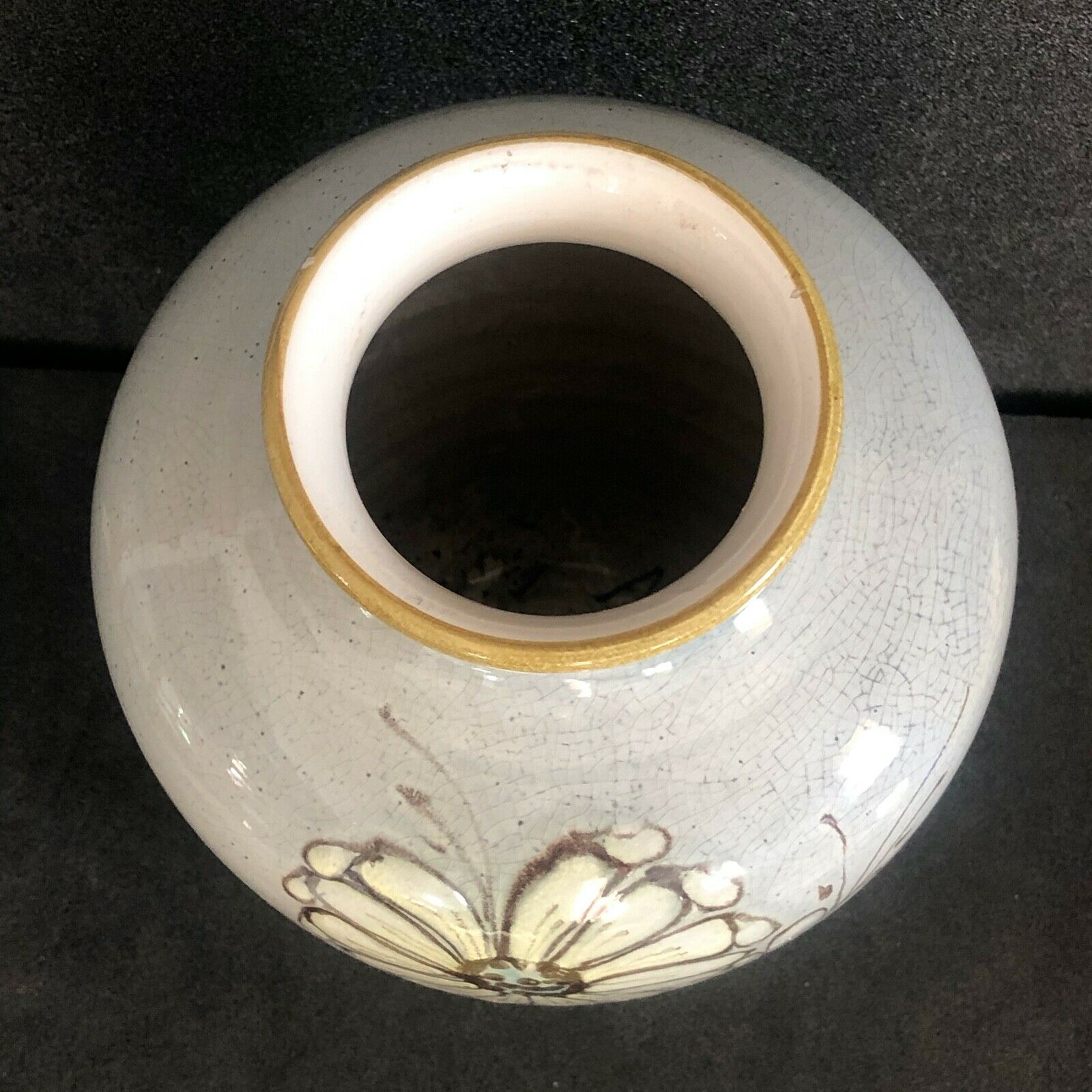 Vietnam vase of pansue shape in enamelled sandstone of bien hoa celadon flora early xx