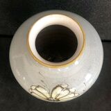 Vietnam vase of pansue shape in enamelled sandstone of bien hoa celadon flora early xx