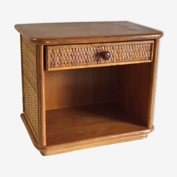 Bedside furniture wood and rattan – 70s/80s