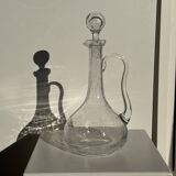 Large transparent glass carafe with a Biot stopper H32 D14.5