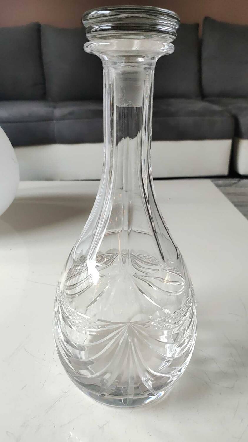Lorraine crystal design carafe/gérard model. empire style decor. height 28 cm
