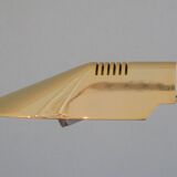 Vintage inscribed leather and gold-plated brass table lamp, Italy 1970s