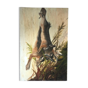 Huile sur toile lapin suspendus