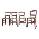 Chaises bistrot anciennes en bois - assise fleurie