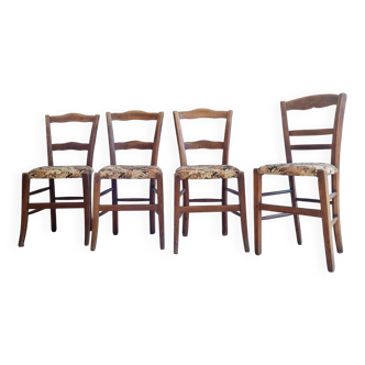 Chaises bistrot anciennes en bois - assise fleurie