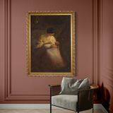 Spanish painting of an interior scene from the 20th century