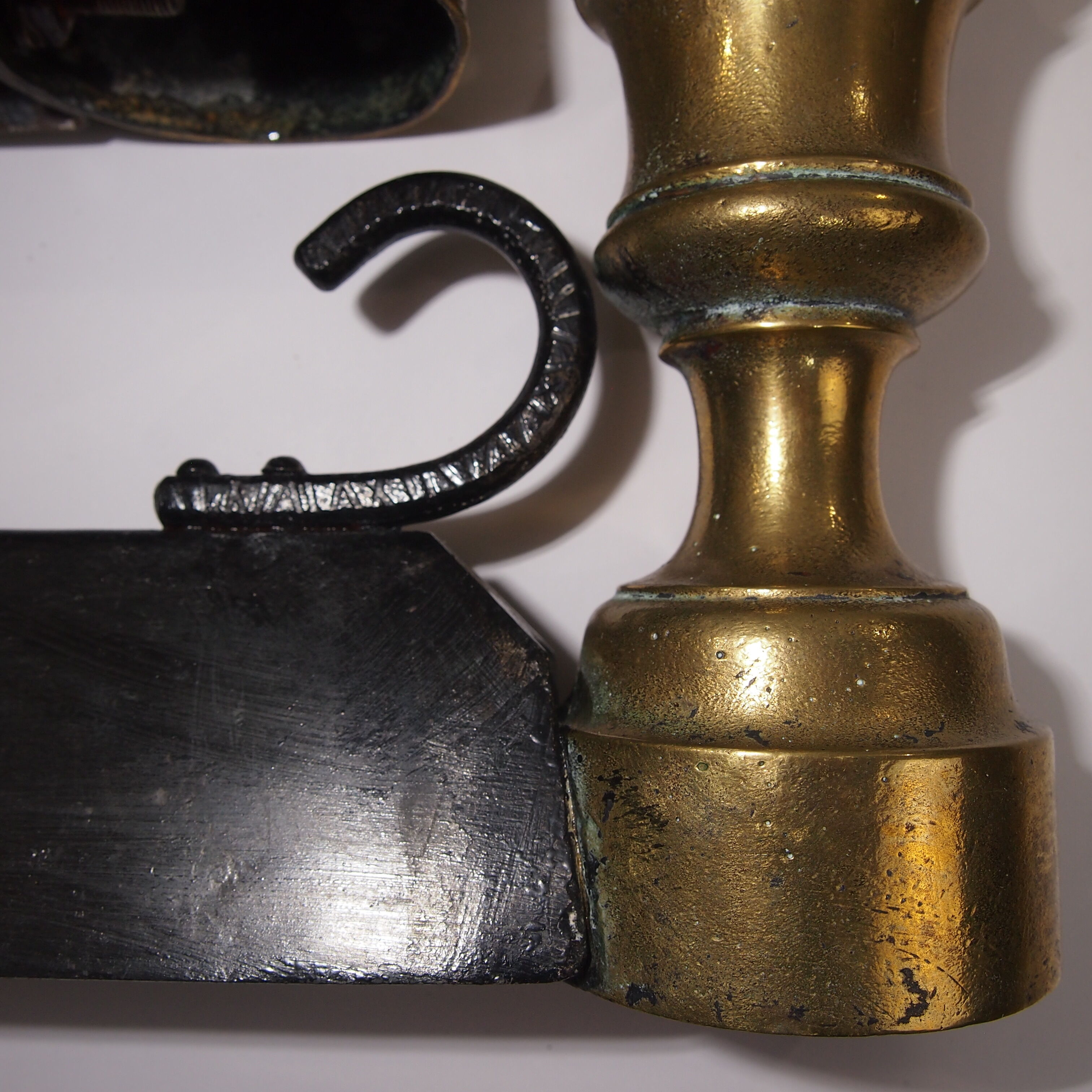 Pair Chenets vintage brass / old fireplace chenets