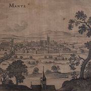 Gravure ancienne représentant Mante XVIIe