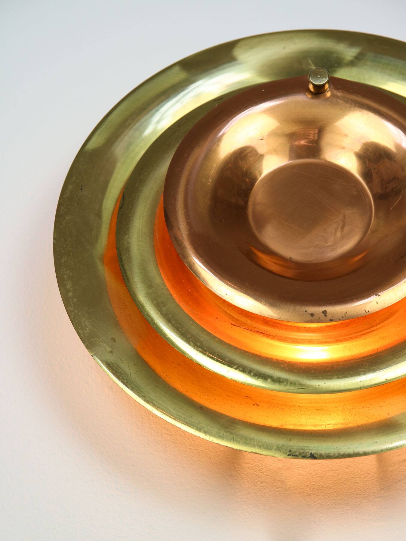 Mid-Century Cascading Wall Lamp in Brass and Copper, 1950s