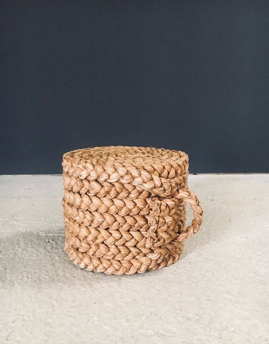 French Mediterranean Low Rope Stool by Audoux Minet, 1940s