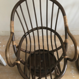 Lot of two rotating rattan chairs