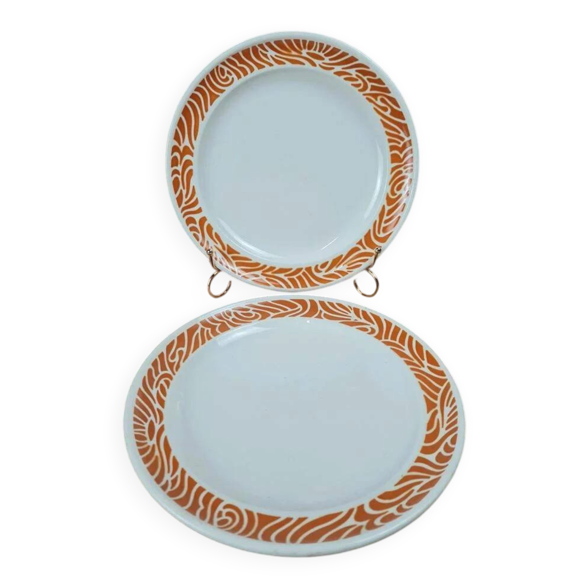 Lot de 2 assiettes plates Sarreguemines décor orange vintage