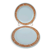 Set of 2 flat plates Sarreguemines vintage orange decor