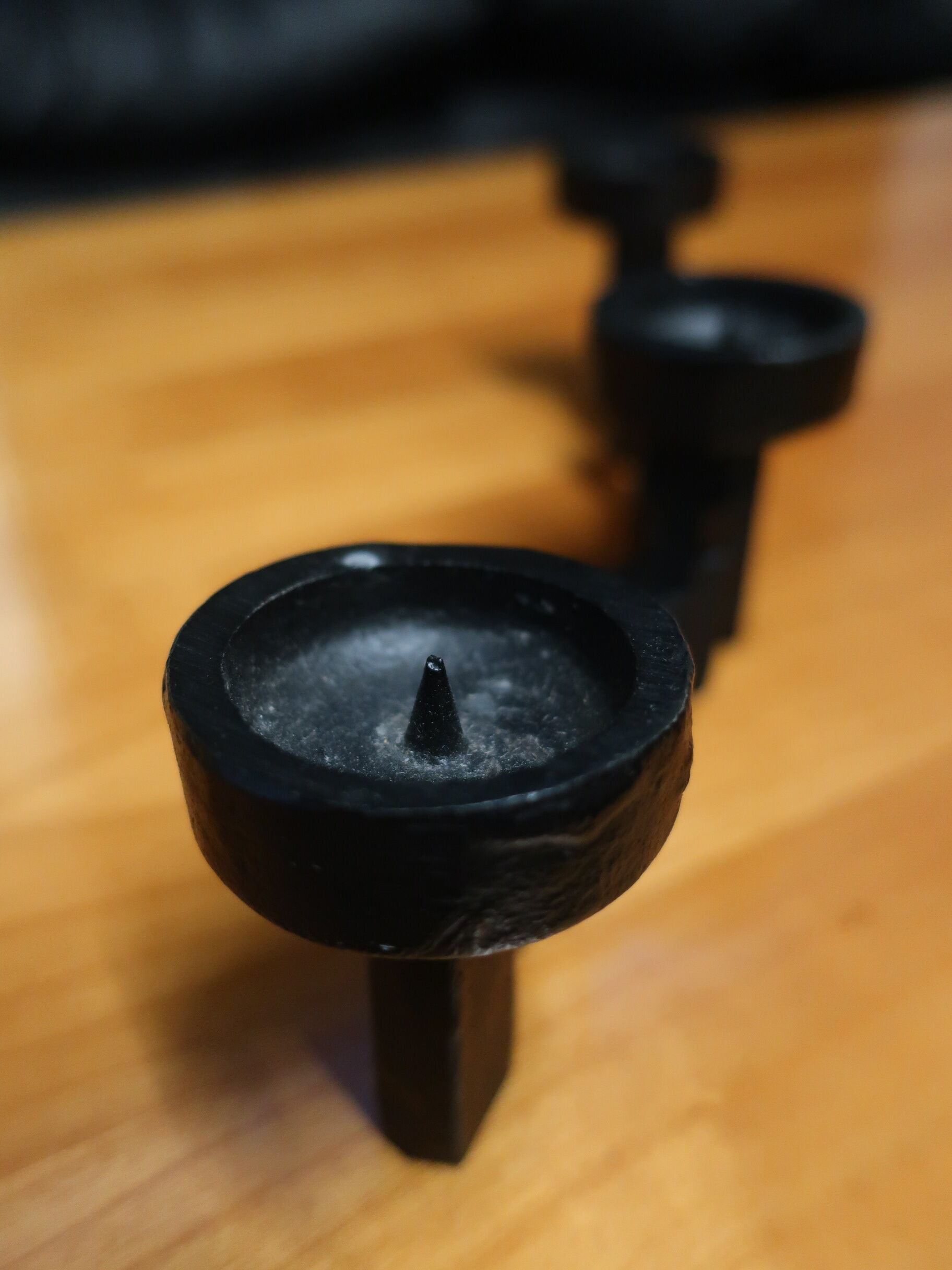 Black Chandelier 3 70s candles brutalist style