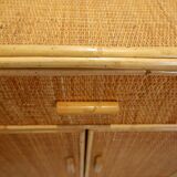 Vintage rattan sideboard in Roche Bobois style