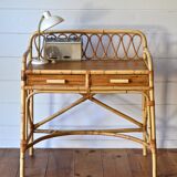 Rattan and bamboo desk
