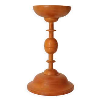 Vintage turned wooden candle holder