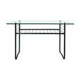 Vintage coffee table 1960 - scoubidou, black tubular metal and glass top