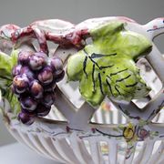 Openwork bowl in painted earthenware, Émile Tessier Le Croisic, 30-50's accident