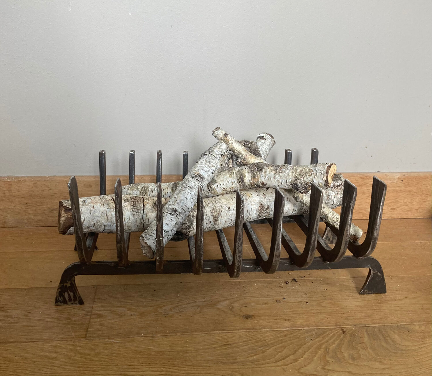Large 19th century wrought iron log rack