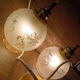 suspension chandelier double glass retro chic, vintage upcycled