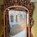 Large 19th Century French Giltwood Marriage Mirror Antique Overmantel Mirror with Original Mercury Foxed Glass