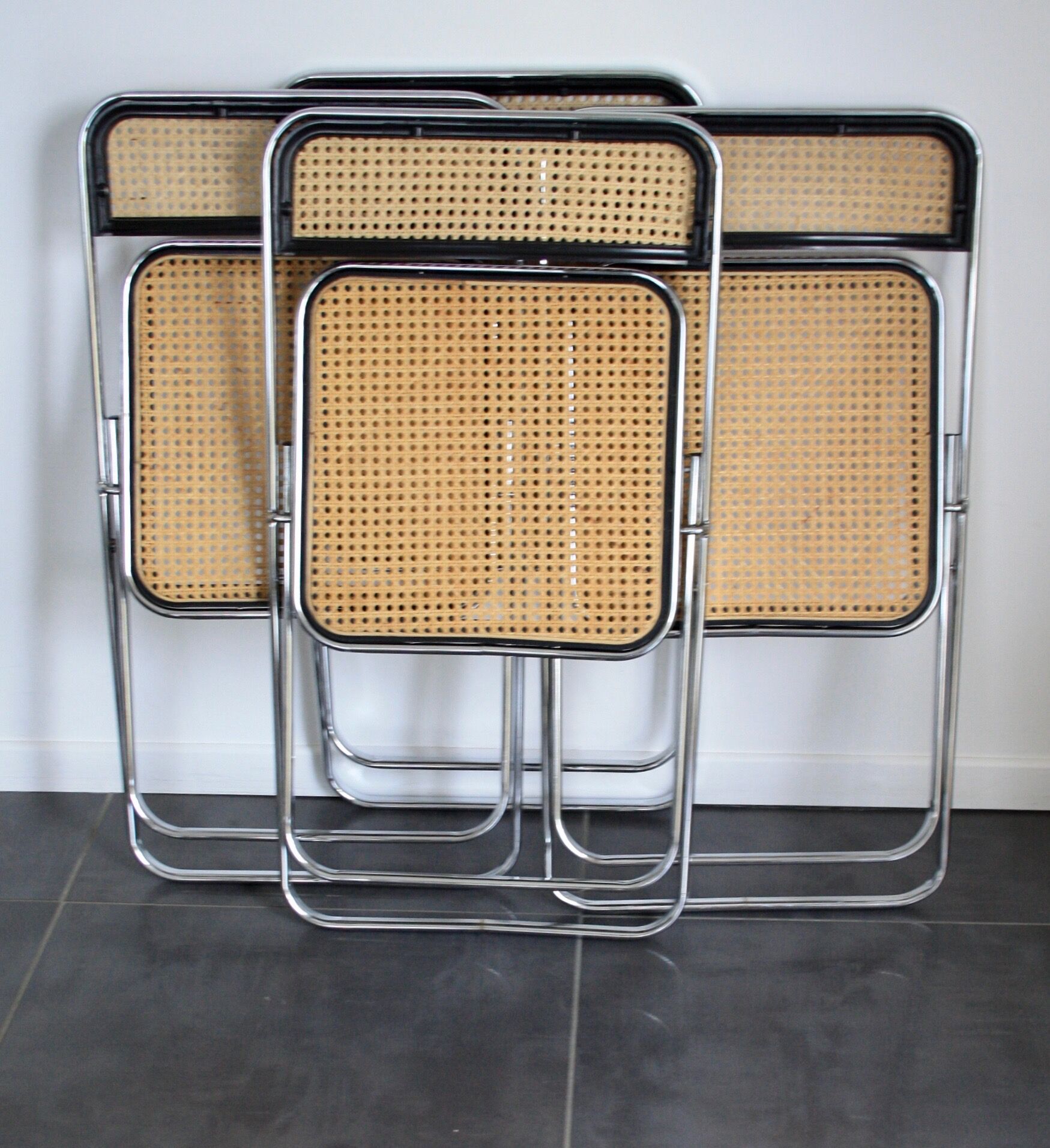 Set of 4 folding cane chairs