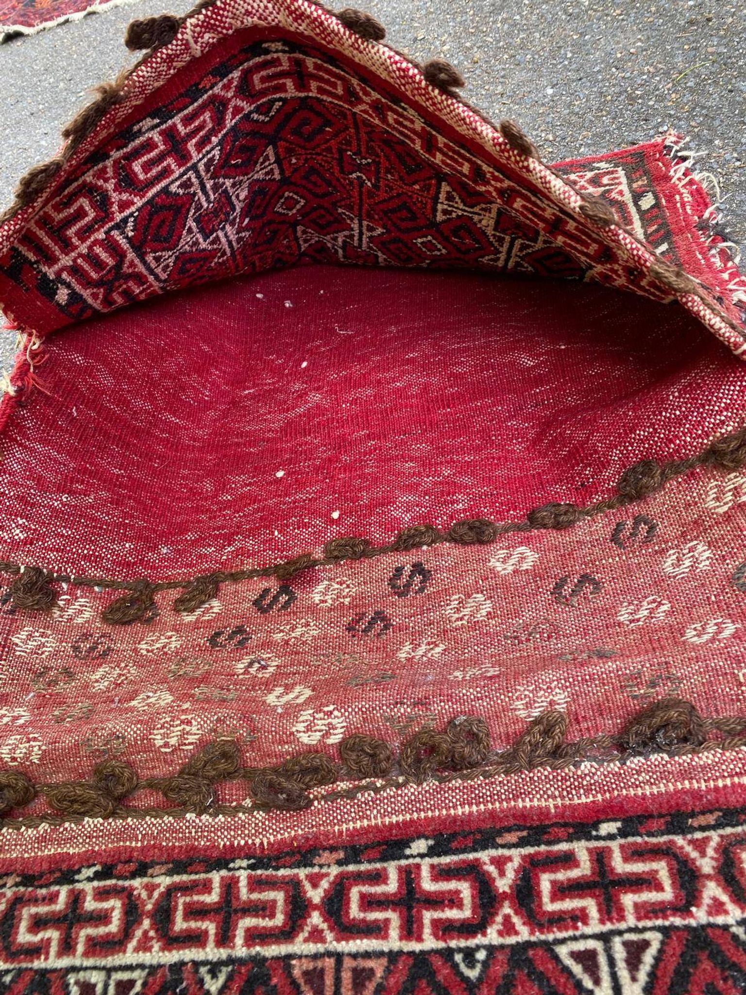 Tapis persan Khorjin Kilim pochette double laine tressé à la main 55x95cm