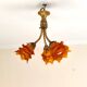 chandelier in Rococo style made of gilded bronze with 3 branches and tulips