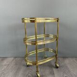 Table, Rolling Bar, Gilded Brass Serving Trolley, 1960s, 20th Century